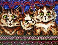 Three Cats (gouache on paper)